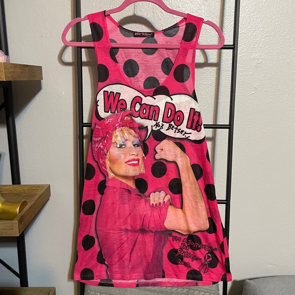 Betsey Johnson vintage pink breast cancer tank top
